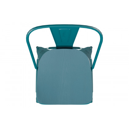 BLNK Carly Commercial Metal Indoor-Outdoor Bar Stool with Back with Poly Resin Wood Seat - Kelly Blue-Teal/Teal Blue