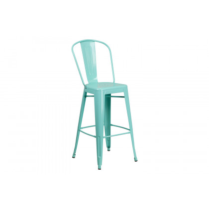 BLNK - Cindy Commercial Metal Indoor-Outdoor Bar Stool with Back