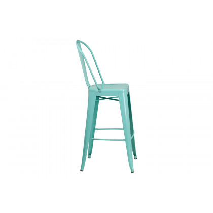 BLNK Cindy Commercial Metal Indoor-Outdoor Bar Stool with Back - Mint Green
