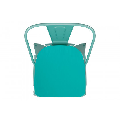 BLNK Carly Commercial Metal Indoor-Outdoor Bar Stool with Back with Poly Resin Wood Seat - Mint Green