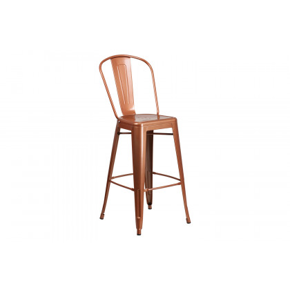 BLNK Cindy Commercial Metal Indoor-Outdoor Bar Stool with Back - Copper