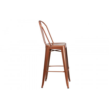 BLNK Cindy Commercial Metal Indoor-Outdoor Bar Stool with Back - Copper