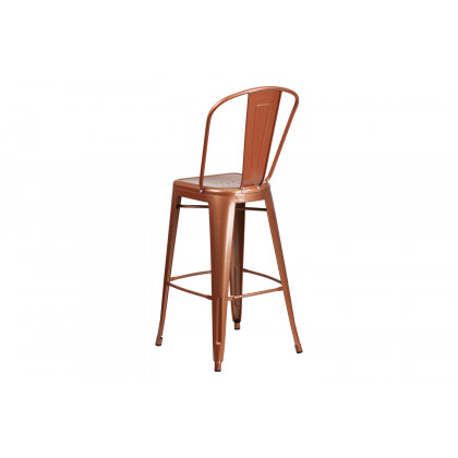 BLNK Cindy Commercial Metal Indoor-Outdoor Bar Stool with Back - Copper