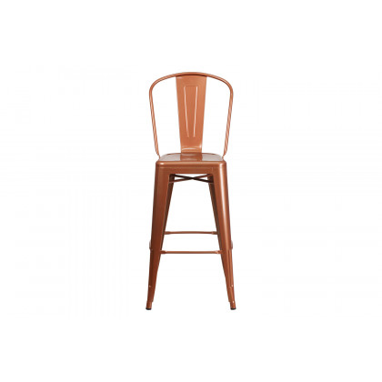 BLNK Cindy Commercial Metal Indoor-Outdoor Bar Stool with Back - Copper