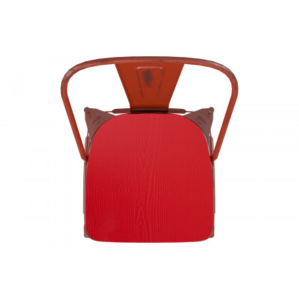 BLNK Carly Commercial Metal Indoor-Outdoor Bar Stool with Back with Poly Resin Wood Seat - Kelly Red/Red