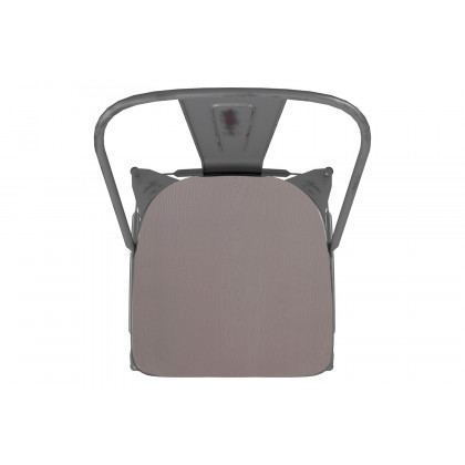 BLNK Carly Commercial Metal Indoor-Outdoor Bar Stool with Back with Poly Resin Wood Seat - Silver Gray/Gray