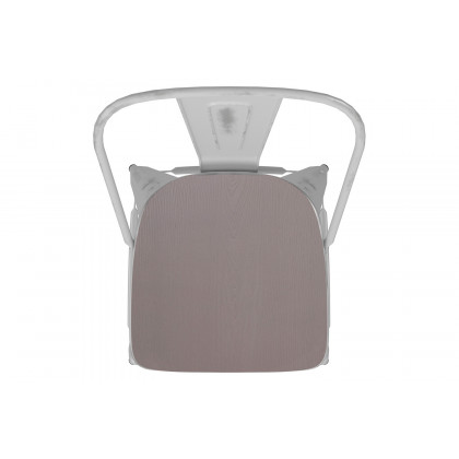 BLNK Carly Commercial Metal Indoor-Outdoor Bar Stool with Back with Poly Resin Wood Seat - White/Gray