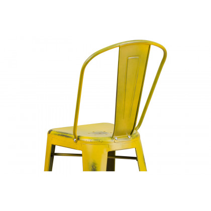 BLNK Cindy Commercial Metal Distressed Indoor-Outdoor Bar Stool with Back - Yellow