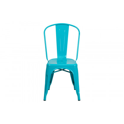 BLNK Tenley Commercial Metal Indoor-Outdoor Stackable Chair - Crystal Teal/Blue