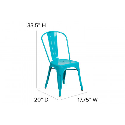 BLNK Tenley Commercial Metal Indoor-Outdoor Stackable Chair - Crystal Teal/Blue
