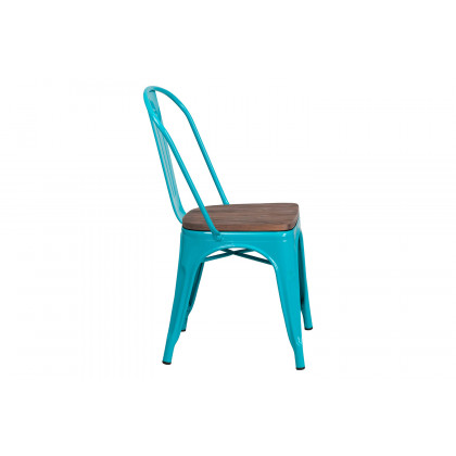 BLNK Tenley Metal Stackable Chair with Wood Seat - Crystal Teal/Blue