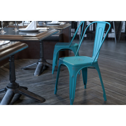 BLNK - Tenley Commercial Metal Distressed Indoor-Outdoor Stackable Chair