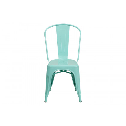 BLNK Tenley Commercial Metal Indoor-Outdoor Stackable Chair - Mint Green