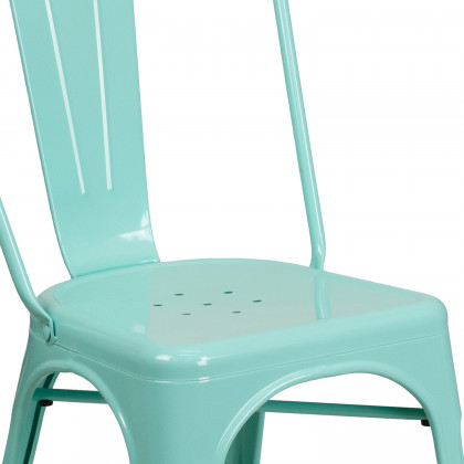 BLNK Tenley Commercial Metal Indoor-Outdoor Stackable Chair - Mint Green