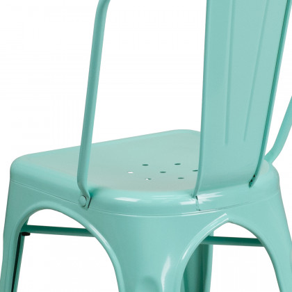 BLNK Tenley Commercial Metal Indoor-Outdoor Stackable Chair - Mint Green