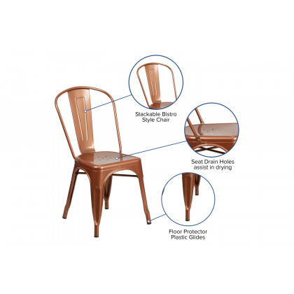 BLNK Tenley Commercial Metal Indoor-Outdoor Stackable Chair - Copper