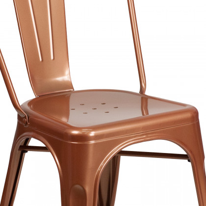 BLNK Tenley Commercial Metal Indoor-Outdoor Stackable Chair - Copper