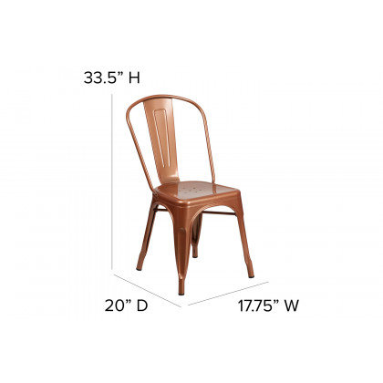 BLNK Tenley Commercial Metal Indoor-Outdoor Stackable Chair - Copper