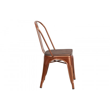 BLNK Tenley Metal Stackable Chair with Wood Seat - Copper