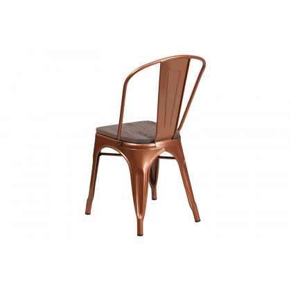 BLNK Tenley Metal Stackable Chair with Wood Seat - Copper