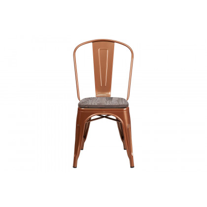 BLNK Tenley Metal Stackable Chair with Wood Seat - Copper