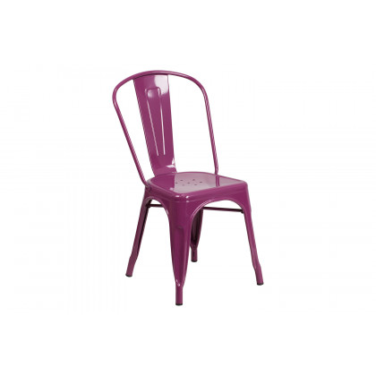 BLNK Tenley Commercial Metal Indoor-Outdoor Stackable Chair - Purple