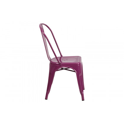 BLNK Tenley Commercial Metal Indoor-Outdoor Stackable Chair - Purple