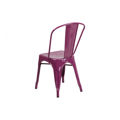 BLNK Tenley Commercial Metal Indoor-Outdoor Stackable Chair - Purple