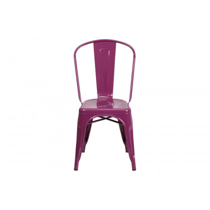 BLNK Tenley Commercial Metal Indoor-Outdoor Stackable Chair - Purple