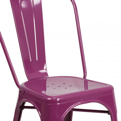 BLNK Tenley Commercial Metal Indoor-Outdoor Stackable Chair - Purple