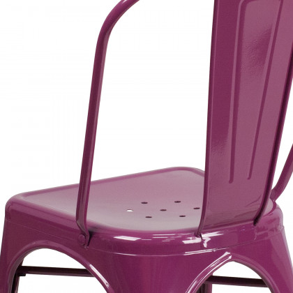 BLNK Tenley Commercial Metal Indoor-Outdoor Stackable Chair - Purple
