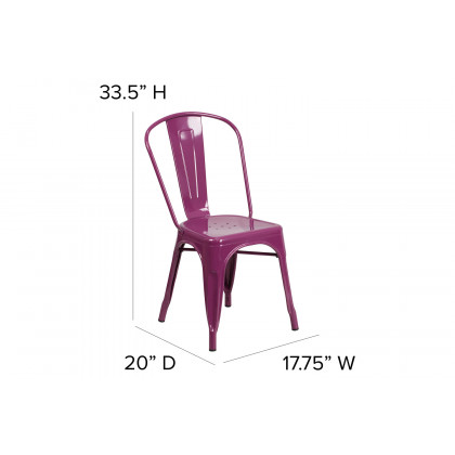 BLNK Tenley Commercial Metal Indoor-Outdoor Stackable Chair - Purple