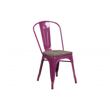 BLNK Tenley Metal Stackable Chair with Wood Seat - Purple