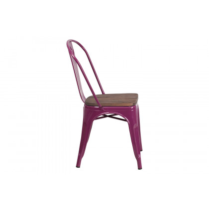 BLNK Tenley Metal Stackable Chair with Wood Seat - Purple