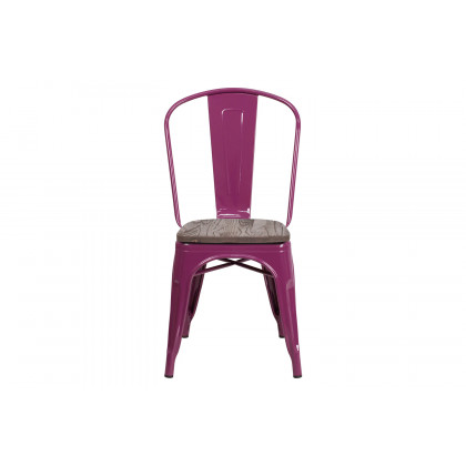 BLNK Tenley Metal Stackable Chair with Wood Seat - Purple