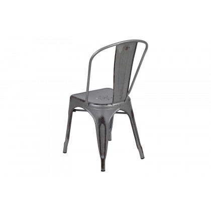 BLNK Tenley Commercial Metal Distressed Indoor-Outdoor Stackable Chair - Silver Gray
