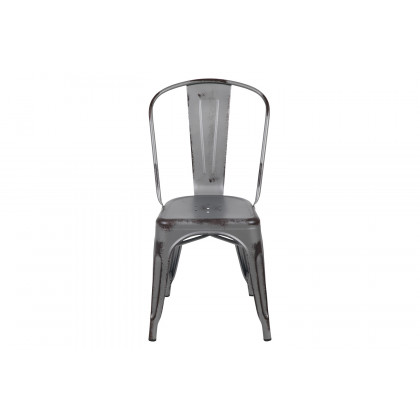 BLNK Tenley Commercial Metal Distressed Indoor-Outdoor Stackable Chair - Silver Gray