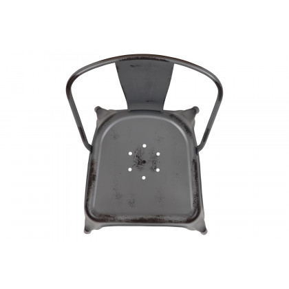 BLNK Tenley Commercial Metal Distressed Indoor-Outdoor Stackable Chair - Silver Gray