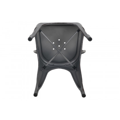 BLNK Tenley Commercial Metal Distressed Indoor-Outdoor Stackable Chair - Silver Gray