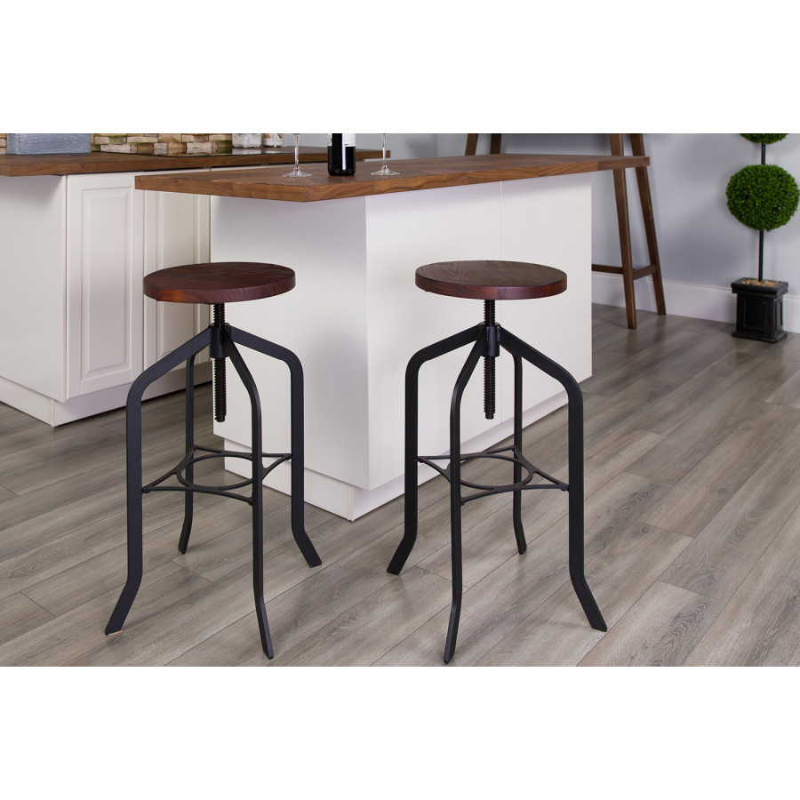 BLNK - Bar Stool with Adjustable Wood Seat