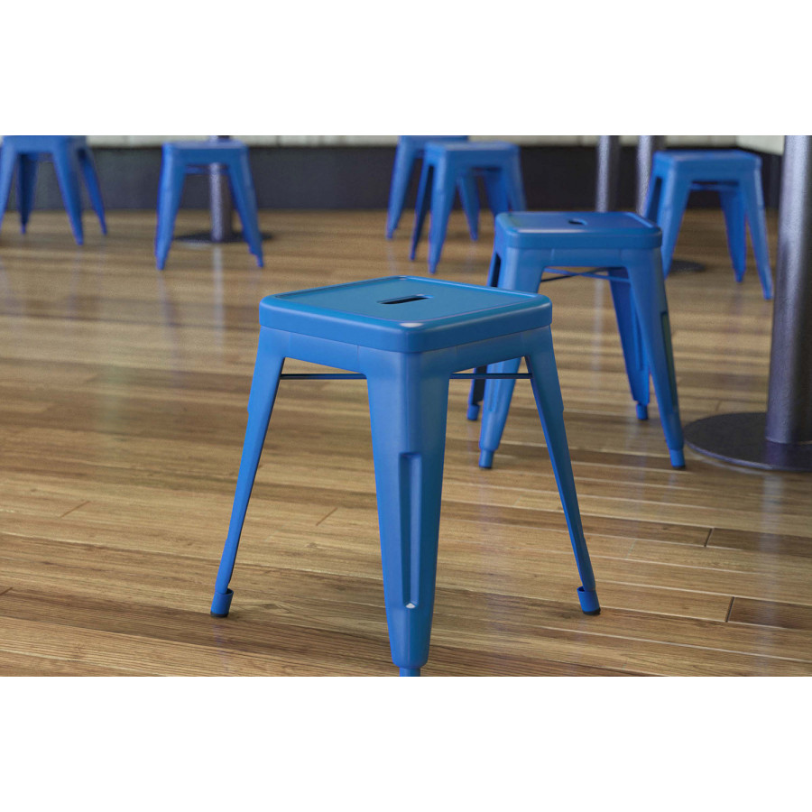 BLNK Kai Commercial Indoor Metal Backless Stackable Table Height Dining Stool Set of 4 - Royal Blue