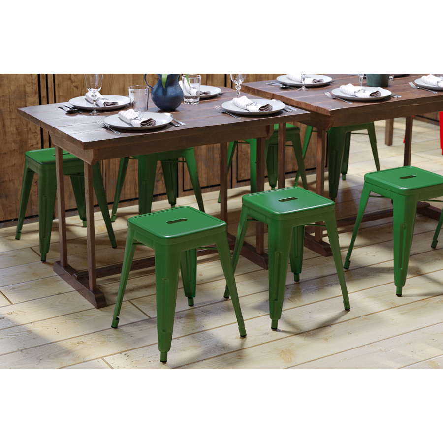 BLNK Kai Commercial Indoor Metal Backless Stackable Table Height Dining Stool Set of 4 - Green