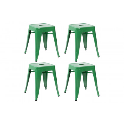 BLNK Kai Commercial Indoor Metal Backless Stackable Table Height Dining Stool Set of 4 - Green