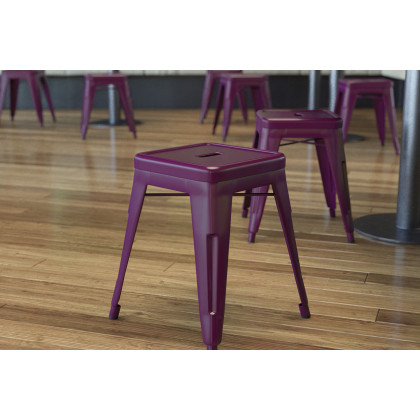 BLNK - Kai Commercial Indoor Metal Backless Stackable Table Height Dining Stool Set of 4