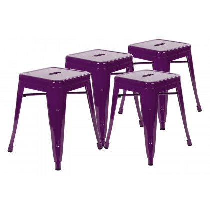 BLNK Kai Commercial Indoor Metal Backless Stackable Table Height Dining Stool Set of 4 - Purple