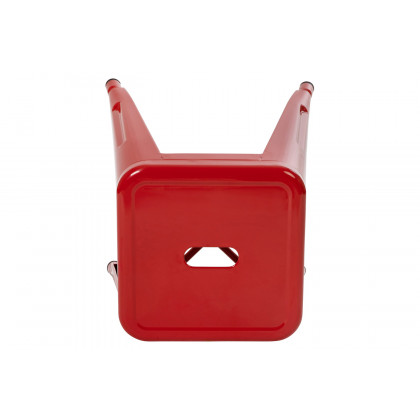 BLNK Kai Commercial Indoor Metal Backless Stackable Table Height Dining Stool Set of 4 - Red