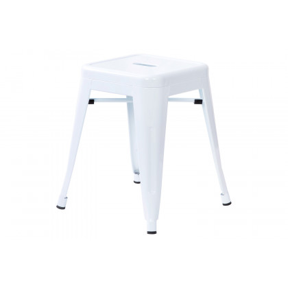 BLNK Kai Commercial Indoor Metal Backless Stackable Table Height Dining Stool Set of 4 - White