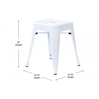 BLNK Kai Commercial Indoor Metal Backless Stackable Table Height Dining Stool Set of 4 - White