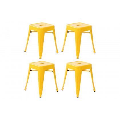 BLNK Kai Commercial Indoor Metal Backless Stackable Table Height Dining Stool Set of 4 - Yellow