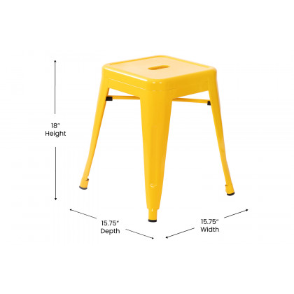 BLNK Kai Commercial Indoor Metal Backless Stackable Table Height Dining Stool Set of 4 - Yellow